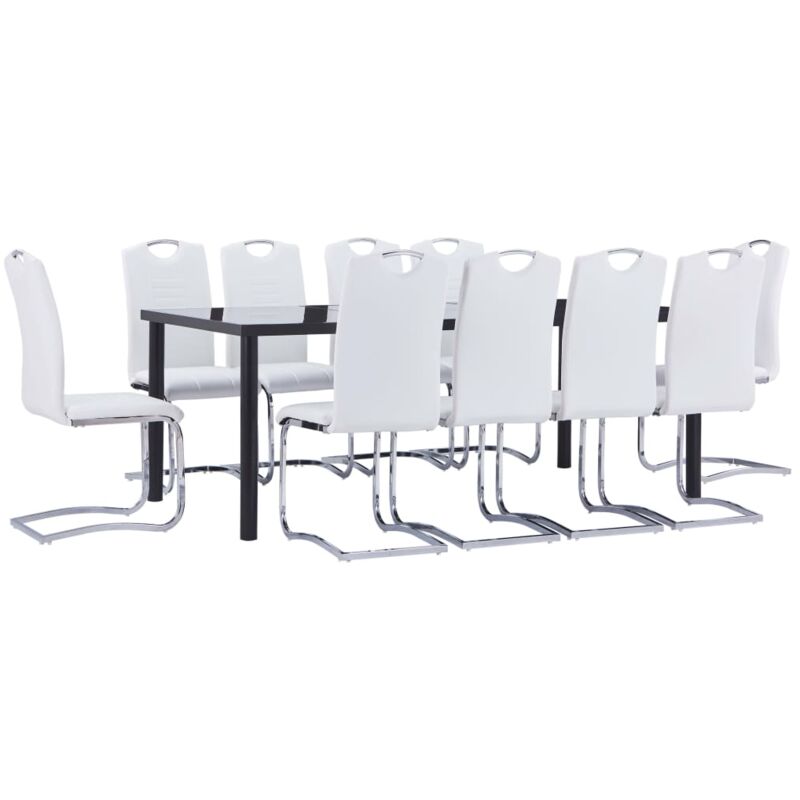 

vidaXL Juego de Comedor Cuero Sintético 11 Piezas Blanco - Blanco