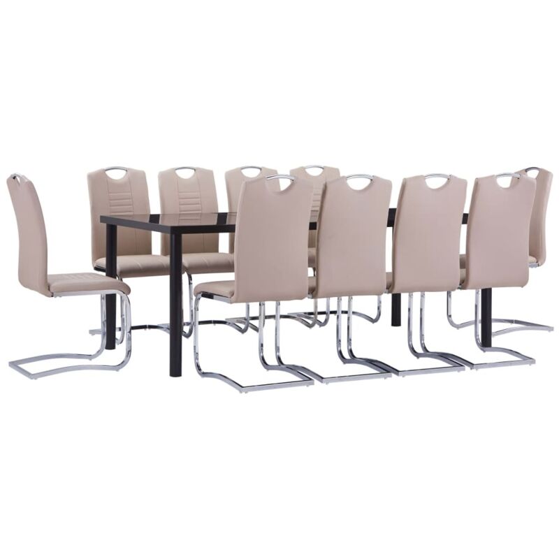 

vidaXL Juego de Comedor Cuero Sintético 11 Piezas Capuchino - Marrón