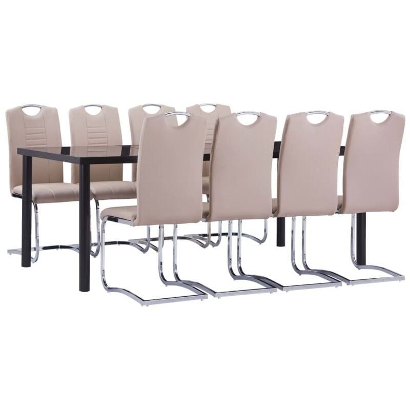 

vidaXL Juego de Comedor Cuero Sintético 9 Piezas Capuchino - Marrón