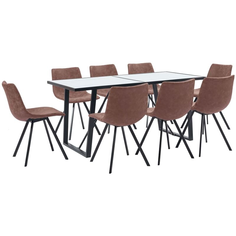 

Juego de comedor 9 piezas cuero sintético marrón intermedio