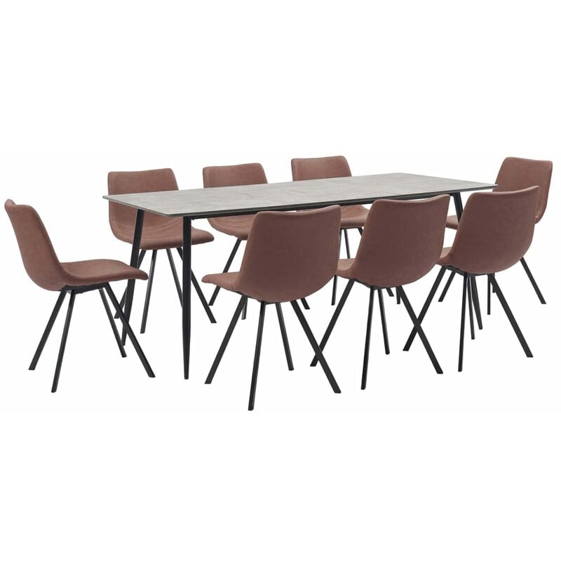

Juego de comedor 9 piezas cuero sintético marrón intermedio