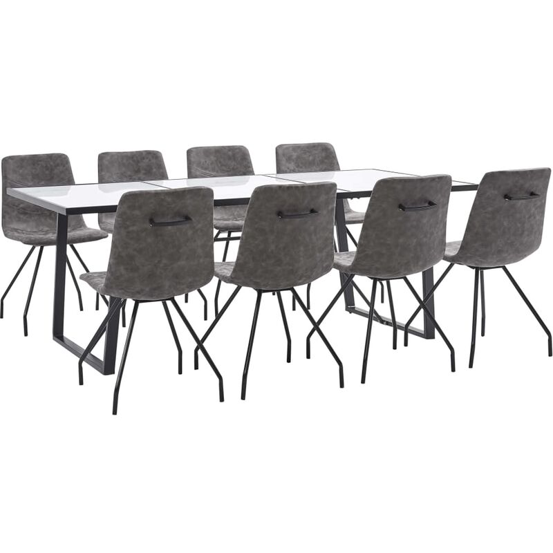 

Juego de comedor 9 piezas cuero sintético marrón oscuro