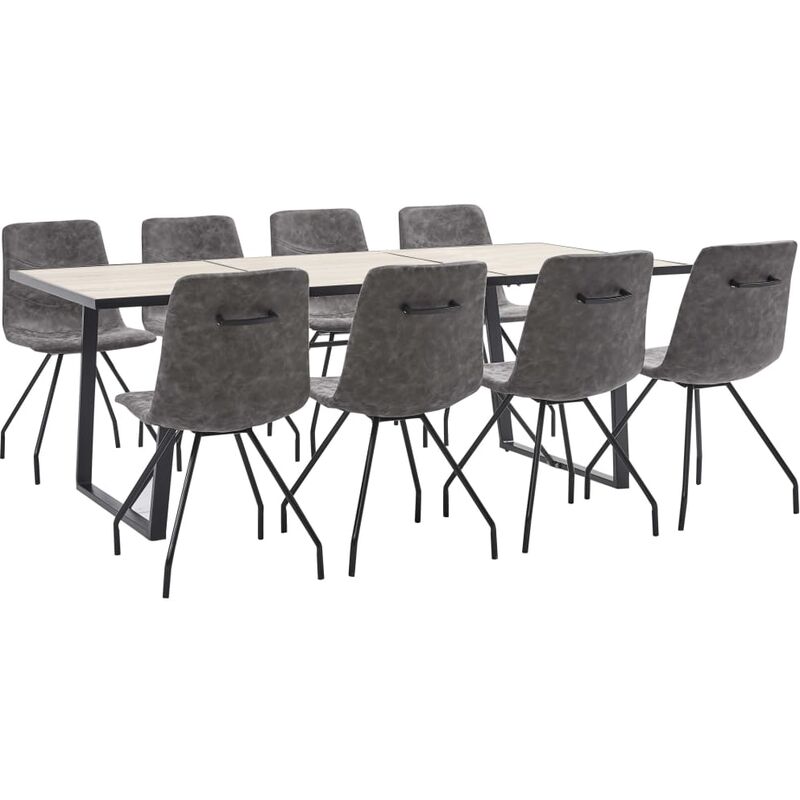 

Juego de comedor 9 piezas cuero sintético marrón oscuro