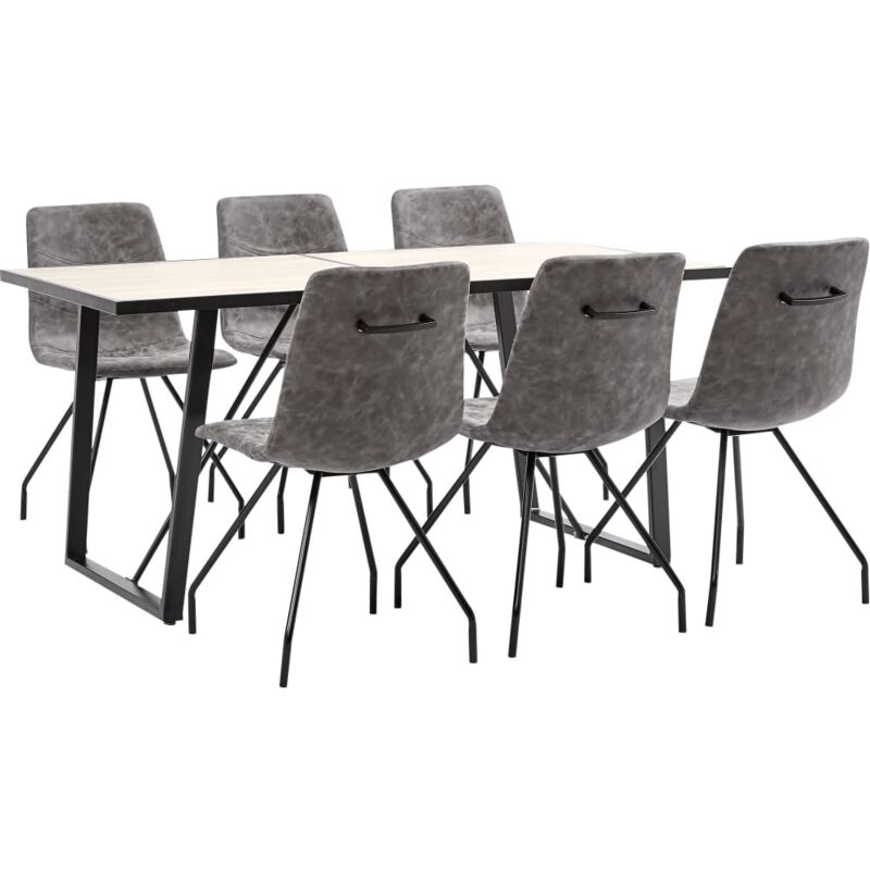 

Juego de Comedor Cuero Sintético 7 Piezas Marrón Oscuro - Marrón - Vidaxl
