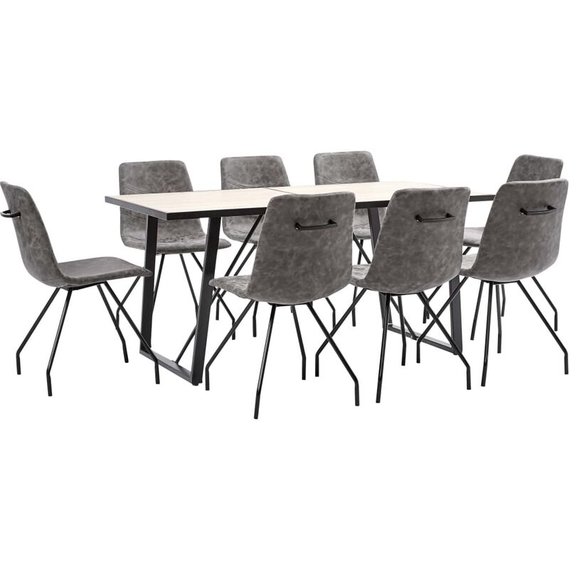 

Juego de Comedor Cuero Sintético 9 Piezas Marrón Oscuro - Marrón - Vidaxl