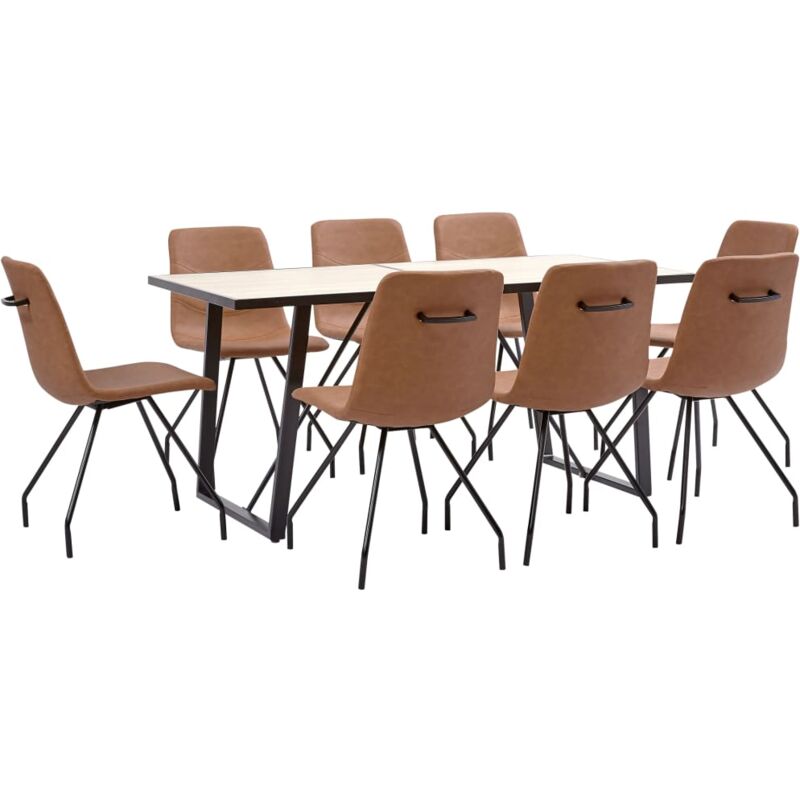 

Juego de Comedor Cuero Sintético 9 Piezas Marrón - Marrón - Vidaxl