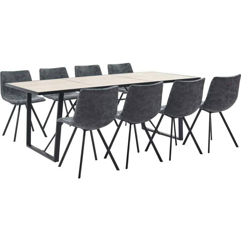 

Rogal Home&Deco Juego de comedor 9 piezas cuero sintético negro