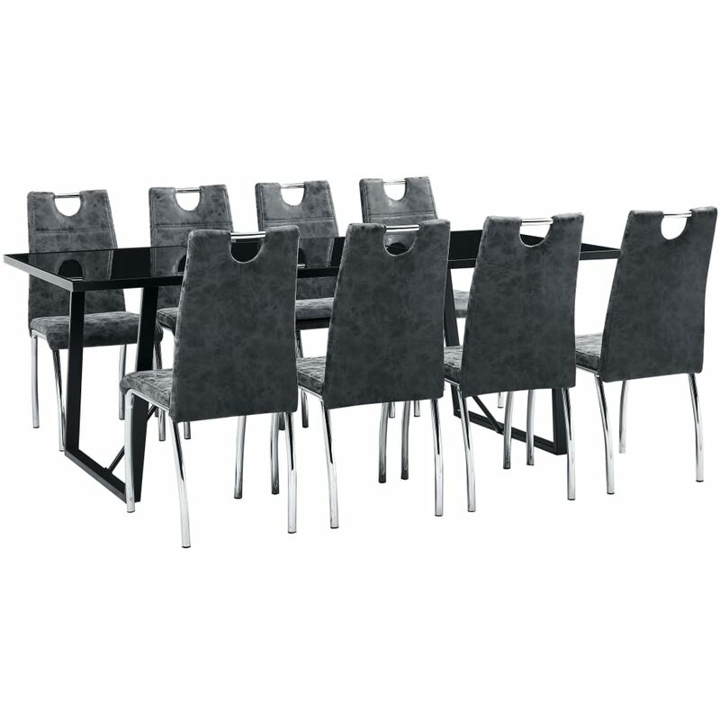 

Juego de comedor 9 piezas cuero sintético negro