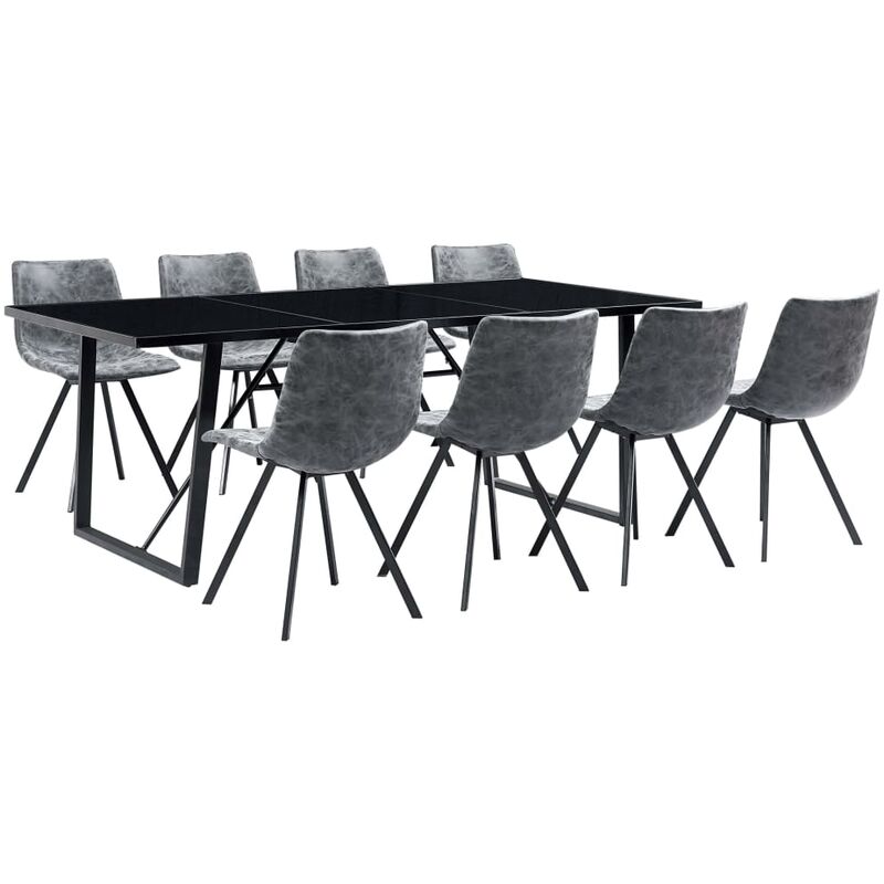 

Juego de comedor 9 piezas cuero sintético negro