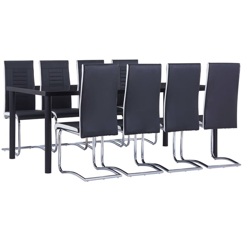 

Juego de comedor 9 piezas cuero sintético negro