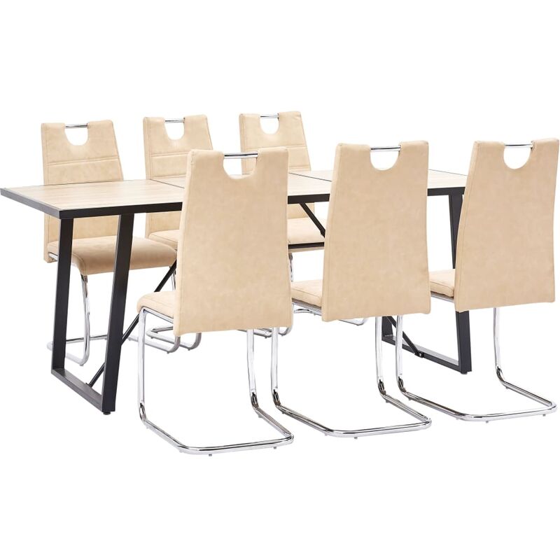 

vidaXL Juego de Comedor Cuero Sintético 7 Piezas Crema - Crema