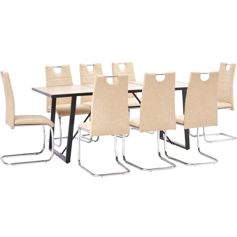 

vidaXL Juego de Comedor Cuero Sintético 9 Piezas Crema - Crema