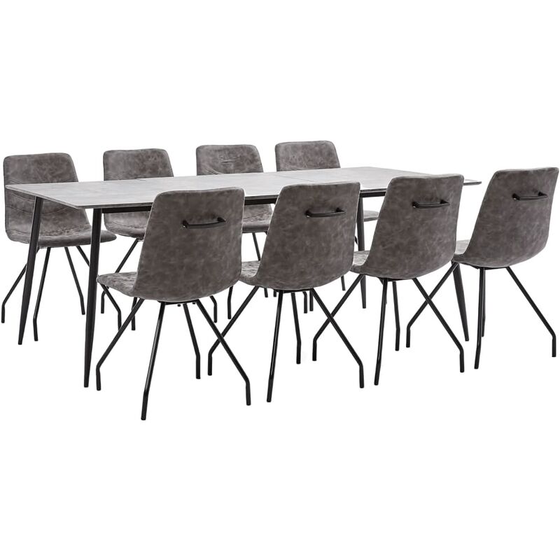 

Juego de Comedor Cuero Sintético 9 Piezas Marrón Oscuro - Marrón - Vidaxl