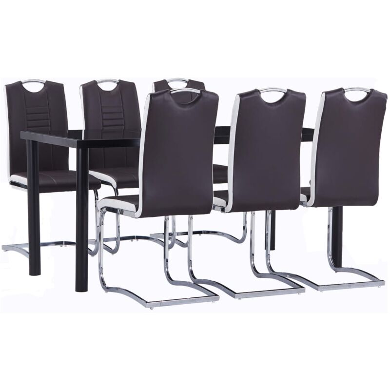 

Juego de Comedor 7 Piezas Cuero Sintético Marrón - Marrón - Vidaxl