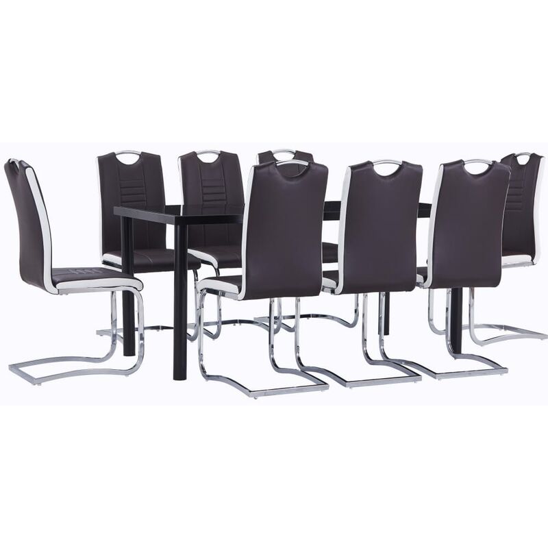 

Juego de Comedor 9 Piezas Cuero Sintético Marrón - Marrón - Vidaxl