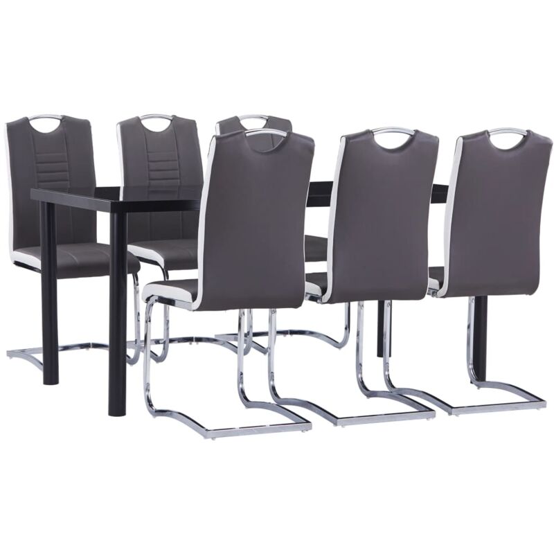 

Juego de Comedor 7 Piezas Cuero Sintético Gris - Gris - Vidaxl