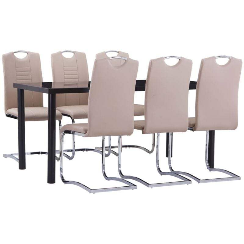 

vidaXL Juego de Comedor 7 Piezas Cuero Sintético Capuchino - Marrón