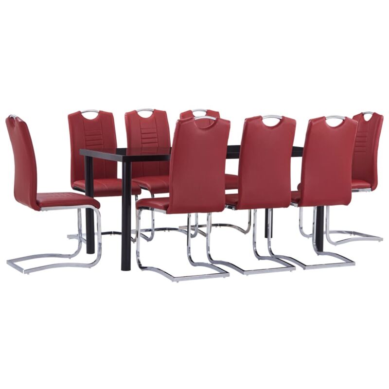 

vidaXL Juego de Comedor 9 Piezas Cuero Sintético Rojo - Rojo