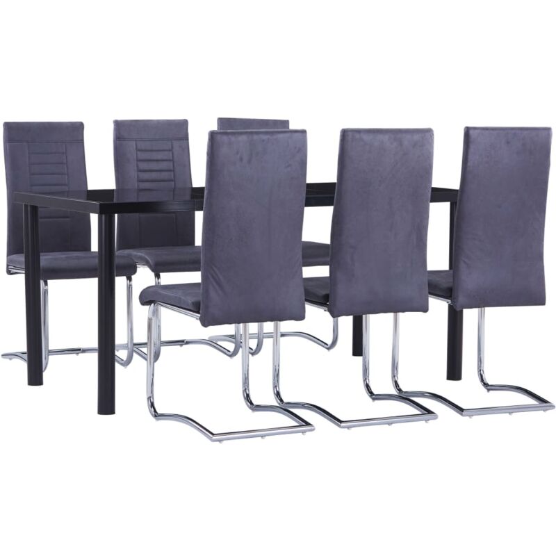 

vidaXL Juego de Comedor Piel de Ante Artificial 7 Piezas Gris - Gris