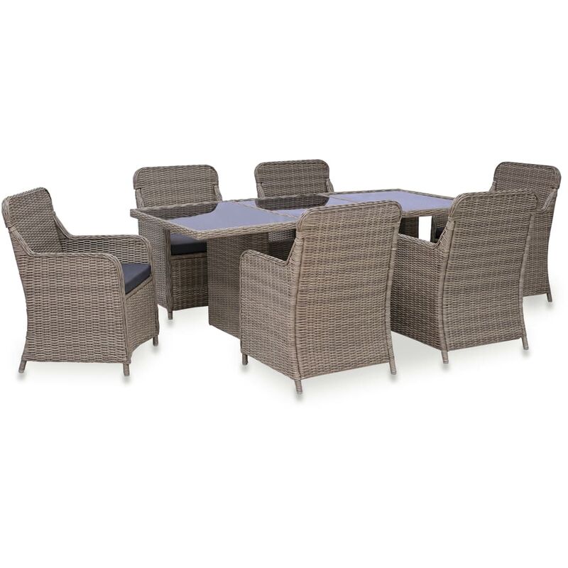 

Juego de comedor de exterior 7 piezas ratán sintético marrón