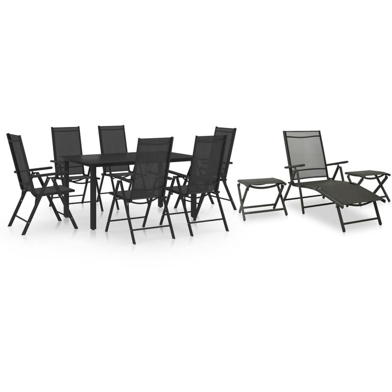 

Juego de comedor de jardín 10 piezas negro y gris antracita