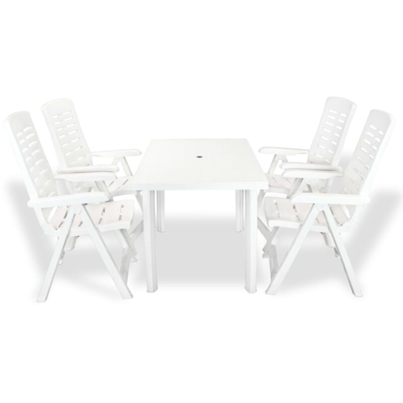 

Juego de Comedor de Jardín Plástico 5 Piezas Blanco - Blanco - Vidaxl