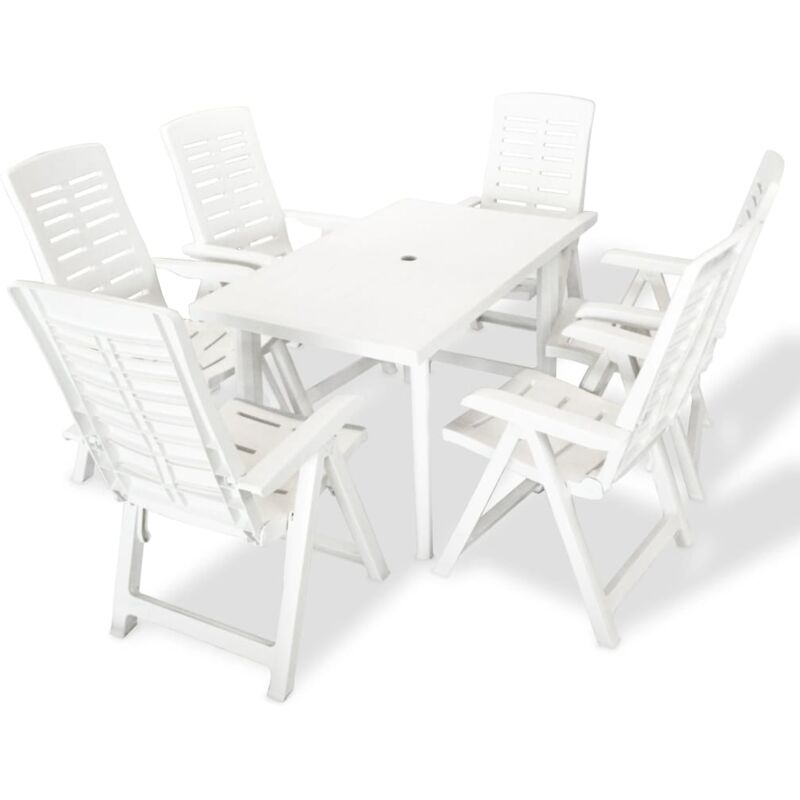 

Juego de Comedor de Jardín Plástico 7 Piezas Blanco - Blanco - Vidaxl
