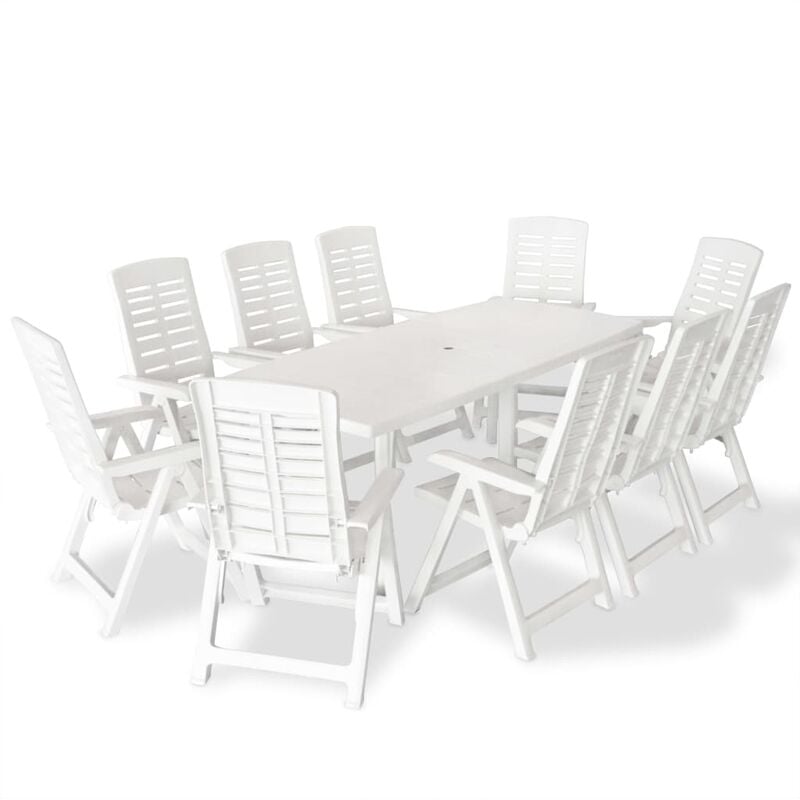 

Juego de comedor de jardín 11 piezas plástico blanco - Blanco - Vidaxl