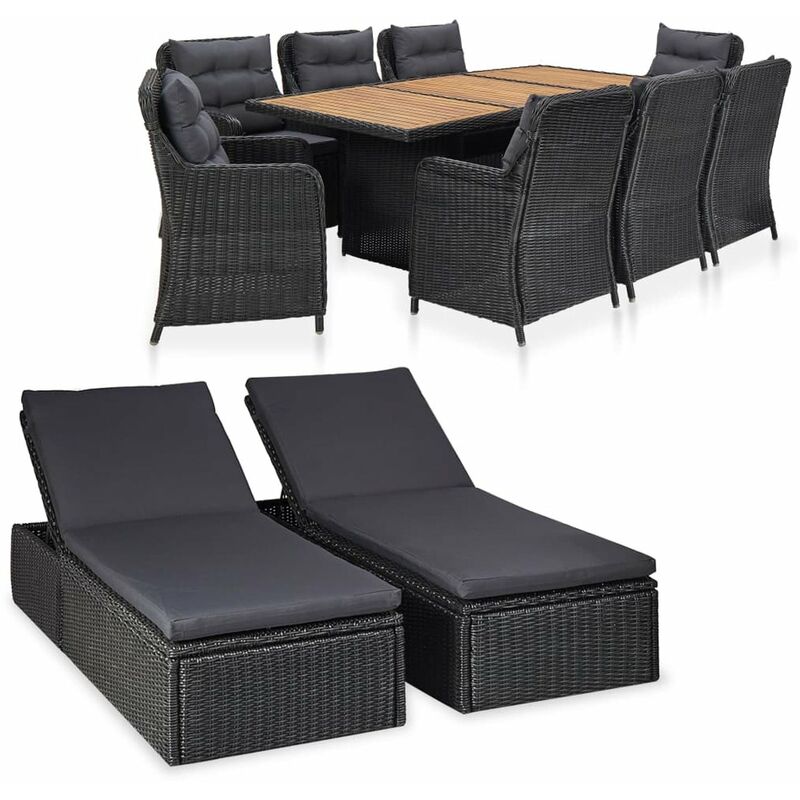 

Juego de comedor de jardin 11 piezas ratan sintetico negro
