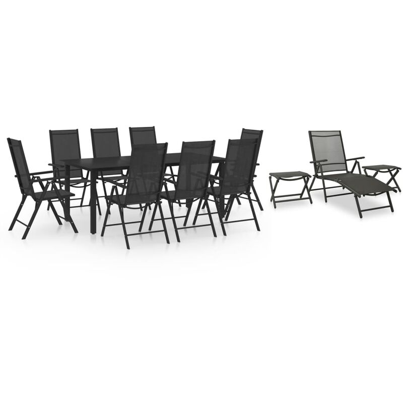 

Juego de comedor de jardín 12 piezas negro
