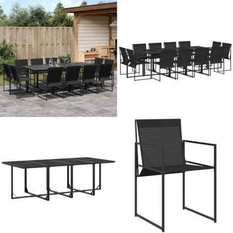 Juego de comedor de jardín 13 piezas textileno negro - Sillas de jardín - Mesa de jardín