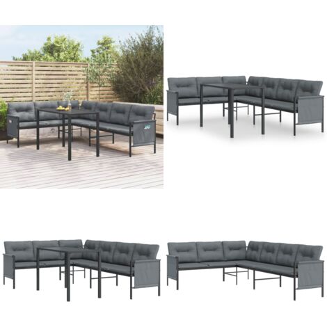 Juego de comedor de jardín 2 piezas acero gris antracita - Sofá de jardín - Mesa de comedor
