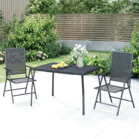 Juego de comedor de jardín 3 piezas acero gris antracita vidaXL