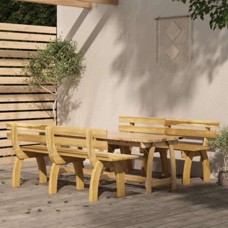 vidaXL Banco jardín con gaviones madera pino impregnada 143x71x65,5 cm