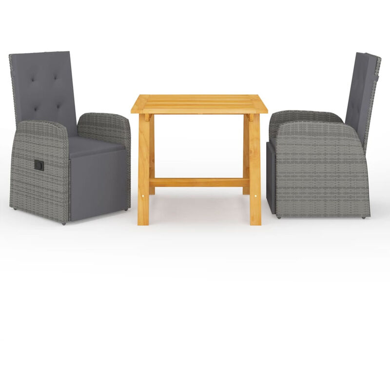 

Happyshopping - Juego de comedor de jardin 3 piezas gris