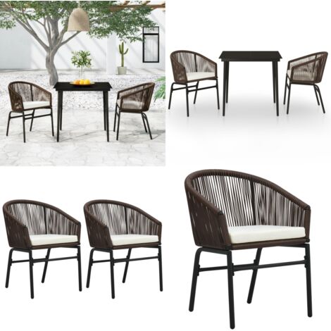 Juego de comedor de jardín 3 piezas marrón - Juego de comedor de jardín - Mesa de jardín