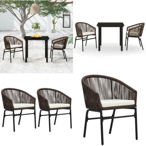 Juego de comedor de jardín 3 piezas marrón - Juego de comedor de jardín - Mesa de jardín