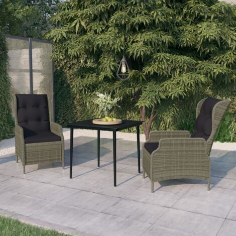 Juego de comedor de jardín 3 piezas marrón vidaXL