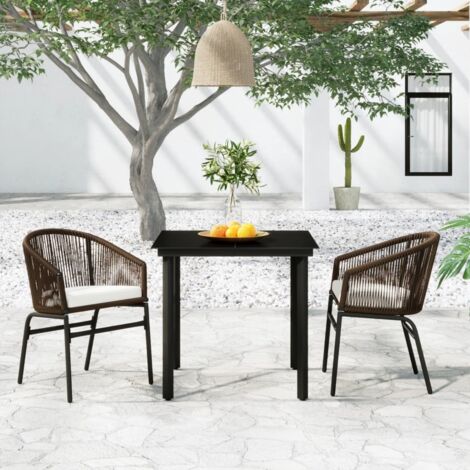Juego de comedor de jardín 3 piezas marrón vidaXL