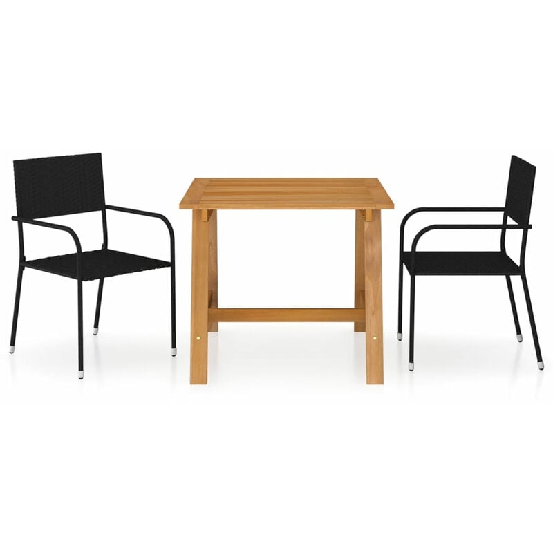 

Juego de comedor de jardin 3 piezas negro