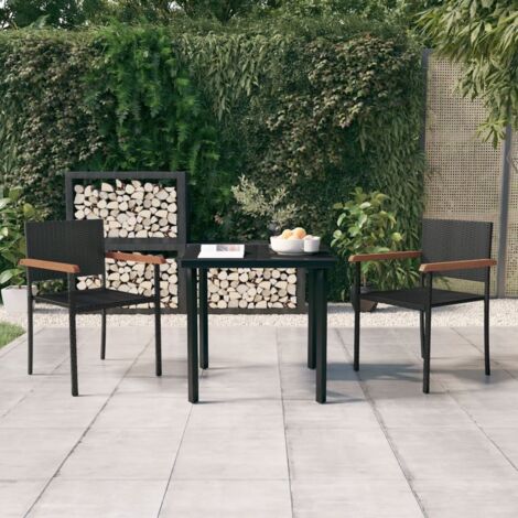 Juego de comedor de jardín 3 piezas negro