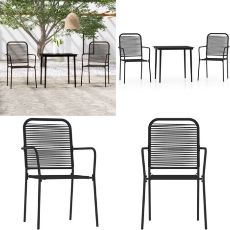 Juego de comedor de jardín 3 piezas negro - Mesa de jardín - Sillas de jardín