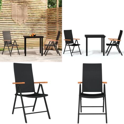 Juego de comedor de jardín 3 piezas negro - Mesa de jardín - Sillas de jardín