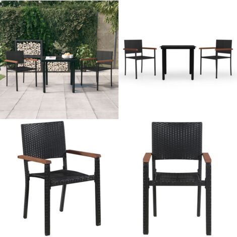 Juego de comedor de jardín 3 piezas negro - Mesa de jardín - Sillas de jardín