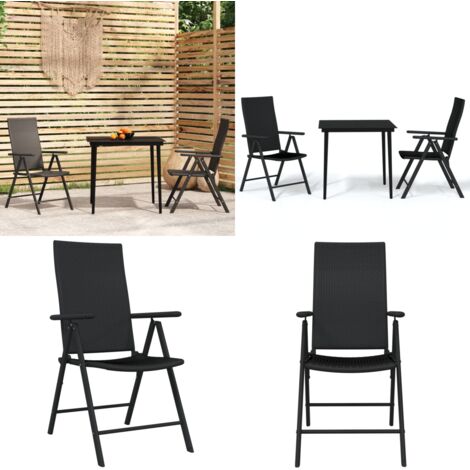 Juego de comedor de jardín 3 piezas negro - Mesa de jardín - Sillas de jardín