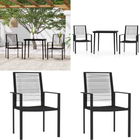 Juego de comedor de jardín 3 piezas negro - Mesa de jardín - Sillas de jardín