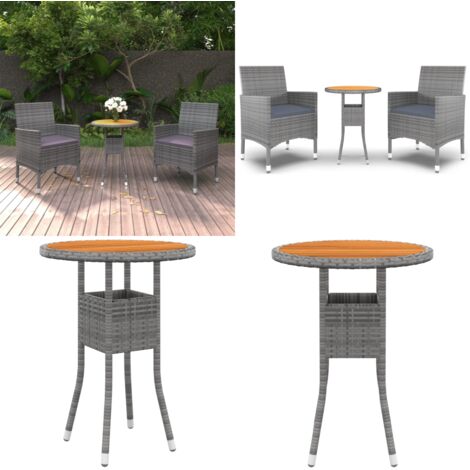 Juego de comedor de jardín 3 piezas ratán sintético gris - Mesa de jardín - Sillas de jardín