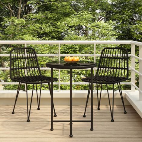 Juego de comedor de jardín 3 piezas ratán sintético negro vidaXL