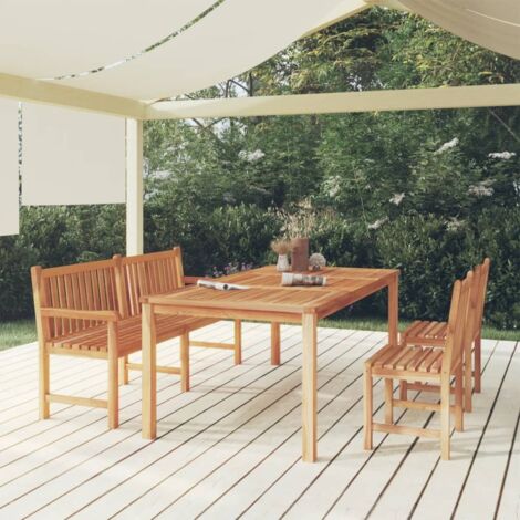 Juego de comedor de jardín 4 piezas madera maciza de teca