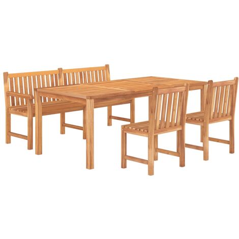 Juego de comedor de jardín 4 piezas madera maciza de teca vidaXL